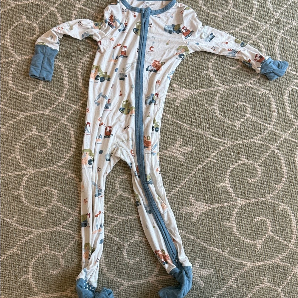 Angel Dear Blue and White Baby Footed Pajamas 12-18 Months